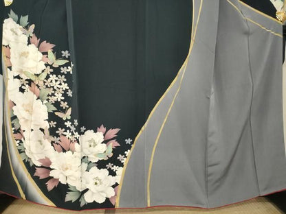 平和屋着物●豪華振袖　花蝶文　金糸　金彩　正絹　逸品　AABN0762ck