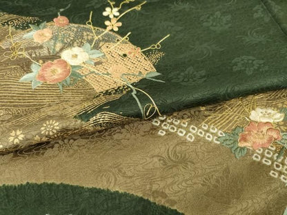 平和屋着物●訪問着　絞り　刺繍　松皮菱花文　金彩　正絹　逸品　未使用　AABN0764ck