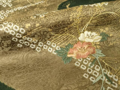 平和屋着物●訪問着　絞り　刺繍　松皮菱花文　金彩　正絹　逸品　未使用　AABN0764ck