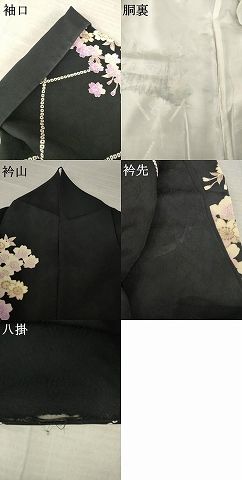 平和屋着物●訪問着　作家物　枝垂れ桜文　黒地　正絹　逸品　AABN0766ck