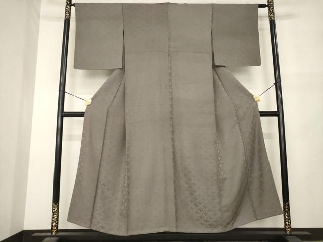 平和屋着物●上質な色無地　立波地紋　銀煤竹色　正絹　逸品　AABN0767ck