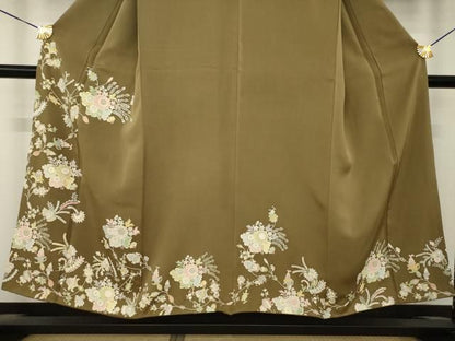 平和屋着物●訪問着　草花文　金銀彩　正絹　逸品　AABN0771ck