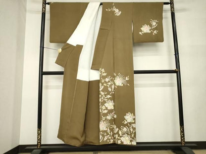 平和屋着物●訪問着　草花文　金銀彩　正絹　逸品　AABN0771ck
