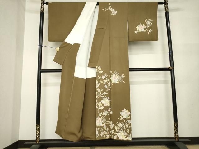 平和屋着物●訪問着　草花文　金銀彩　正絹　逸品　AABN0771ck