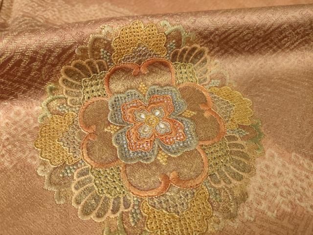 平和屋着物●中国三大刺繍　汕頭刺繍　スワトウ刺繍　総刺繍　訪問着　絞り　道長花文　正絹　逸品　AABN0776ck