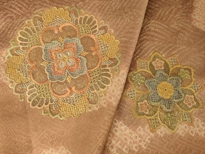 平和屋着物●中国三大刺繍　汕頭刺繍　スワトウ刺繍　総刺繍　訪問着　絞り　道長花文　正絹　逸品　AABN0776ck