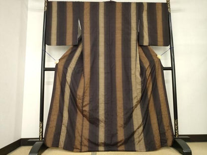平和屋着物●上質な紬　間道　正絹　逸品　AABN0777ck