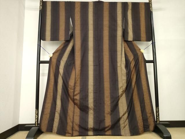 平和屋着物●上質な紬　間道　正絹　逸品　AABN0777ck