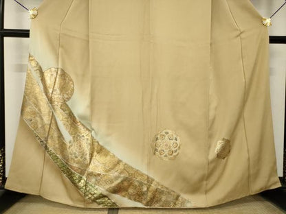 平和屋着物●豪華色留袖　向い鳥正倉院花文　金彩　正絹　逸品　AABN0784ck