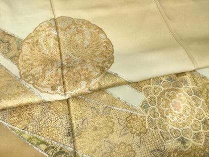 平和屋着物●豪華色留袖　向い鳥正倉院花文　金彩　正絹　逸品　AABN0784ck