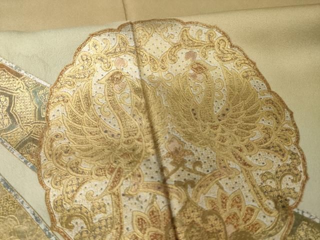 平和屋着物●豪華色留袖　向い鳥正倉院花文　金彩　正絹　逸品　AABN0784ck