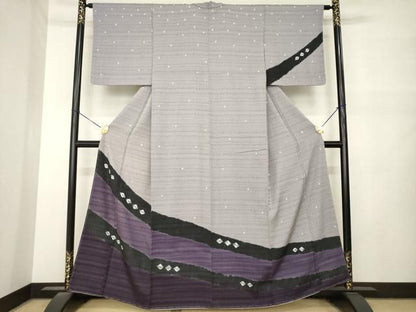 平和屋着物●訪問着　絞り　幾何学文様　正絹　逸品　未使用　AABN0788ck
