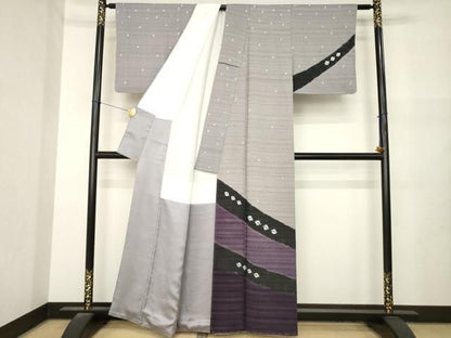 平和屋着物●訪問着　絞り　幾何学文様　正絹　逸品　未使用　AABN0788ck