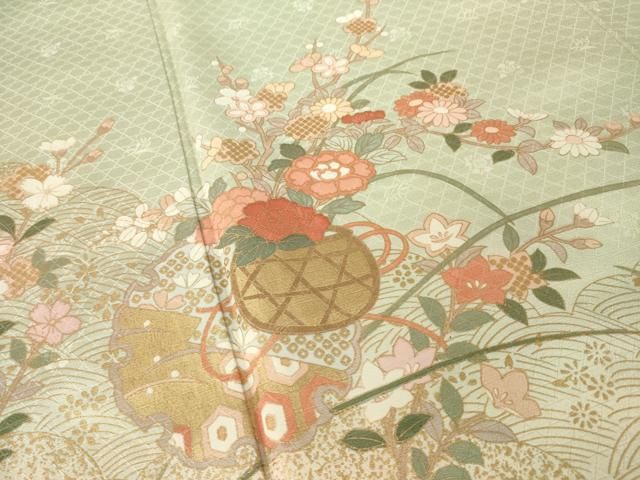 平和屋着物●訪問着　花篭文　金彩　正絹　逸品　AABN0796ck