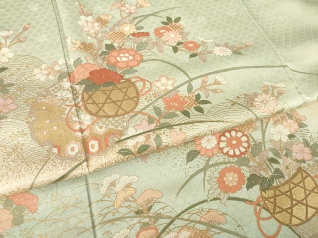 平和屋着物●訪問着　花篭文　金彩　正絹　逸品　AABN0796ck
