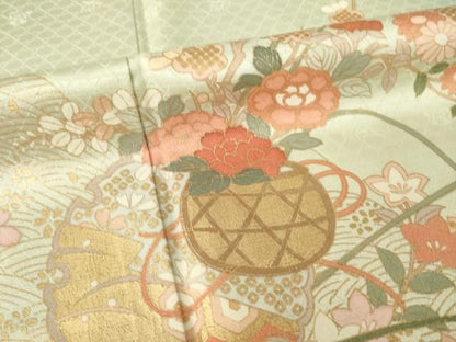 平和屋着物●訪問着　花篭文　金彩　正絹　逸品　AABN0796ck