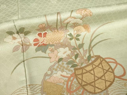 平和屋着物●訪問着　花篭文　金彩　正絹　逸品　AABN0796ck