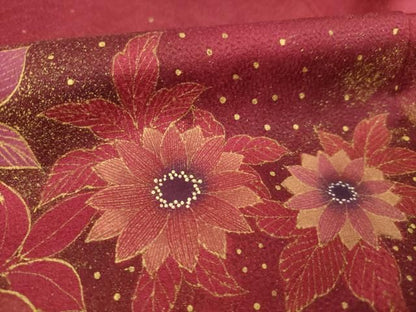 平和屋着物●訪問着　駒刺繍　草花文　金糸　金彩　正絹　逸品　AABN0802ck