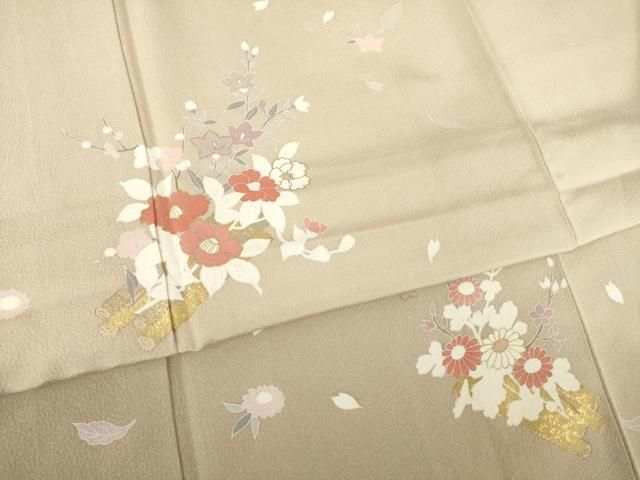 平和屋着物●訪問着　花筏文　金彩　正絹　逸品　AABN0806ck