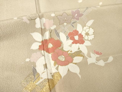 平和屋着物●訪問着　花筏文　金彩　正絹　逸品　AABN0806ck
