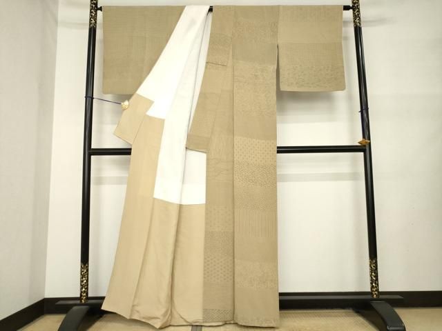 平和屋着物●上質な小紋　作家物　横段文　正絹　逸品　AABN0808ck