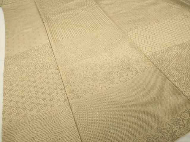 平和屋着物●上質な小紋　作家物　横段文　正絹　逸品　AABN0808ck
