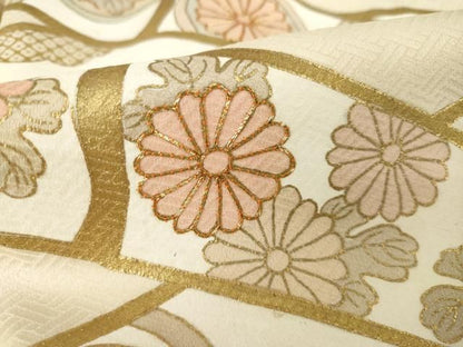 平和屋着物●訪問着　駒刺繍　　竹取花丸文　金彩　正絹　逸品　AABN0809ck