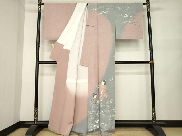 平和屋着物●十日町友禅作家　関口遼一　訪問着　童子　正絹　逸品　AABN0817ck