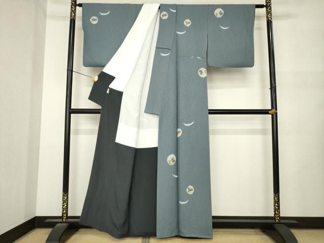 平和屋着物●上質な小紋　絞り　兎芝丸文　正絹　逸品　AABN0818ck