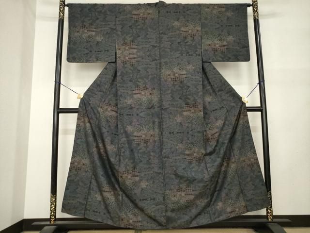 平和屋着物●本場大島紬　9マルキ　風景文　正絹　逸品　AABN0822ck