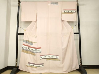平和屋着物●訪問着　横段花文　金彩　正絹　逸品　AABN0824ck