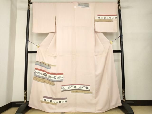 平和屋着物●訪問着　横段花文　金彩　正絹　逸品　AABN0824ck