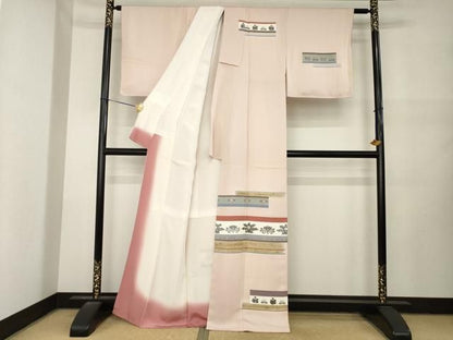 平和屋着物●訪問着　横段花文　金彩　正絹　逸品　AABN0824ck