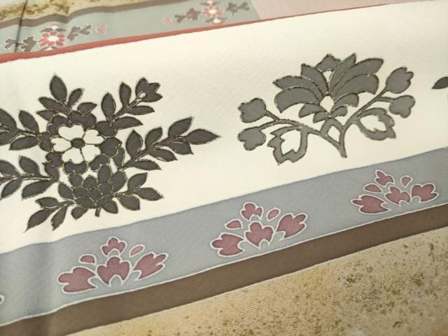 平和屋着物●訪問着　横段花文　金彩　正絹　逸品　AABN0824ck