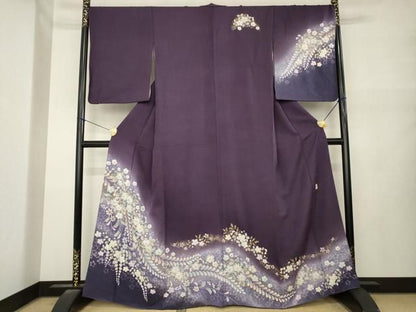 平和屋着物●越後十日町の一流染匠　桐屋・翠山工房　徳永憲峯　訪問着　辻が花　絞り　舞花文　暈し染め　金彩　正絹　逸品　AABN0825ck