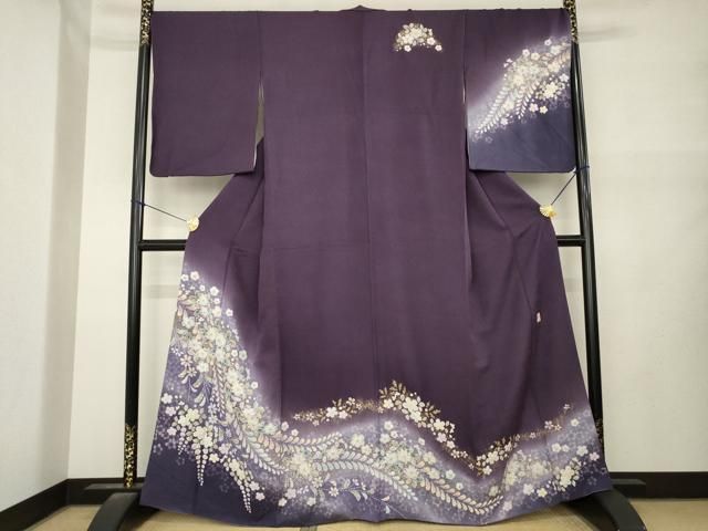 平和屋着物●越後十日町の一流染匠　桐屋・翠山工房　徳永憲峯　訪問着　辻が花　絞り　舞花文　暈し染め　金彩　正絹　逸品　AABN0825ck
