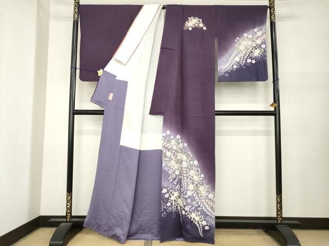 平和屋着物●越後十日町の一流染匠　桐屋・翠山工房　徳永憲峯　訪問着　辻が花　絞り　舞花文　暈し染め　金彩　正絹　逸品　AABN0825ck