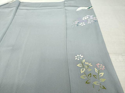 平和屋着物●本加賀友禅作家　寺西一紘　訪問着　風景花文　正絹　逸品　AABN0827ck