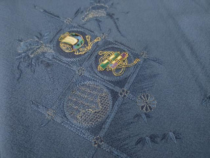 平和屋着物●螺鈿作家　甲斐泰造　色留袖　総刺繍　螺鈿　宝尽くし　正絹　逸品　AABN0828ck
