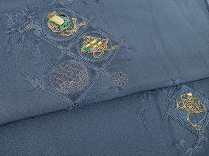 平和屋着物●螺鈿作家　甲斐泰造　色留袖　総刺繍　螺鈿　宝尽くし　正絹　逸品　AABN0828ck