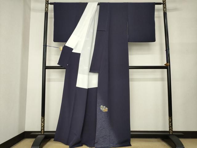 平和屋着物●人間国宝・羽田登喜男　色留訪問着　鴛鴦花文　正絹　逸品　AABN0830ck