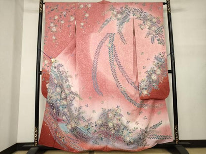 平和屋着物●豪華振袖　辻が花　舞花文　暈し染め　金銀彩　正絹　逸品　AABN0831ck