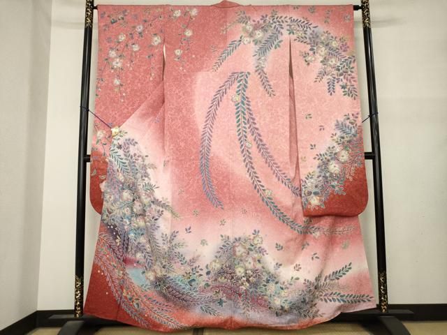 平和屋着物●豪華振袖　辻が花　舞花文　暈し染め　金銀彩　正絹　逸品　AABN0831ck