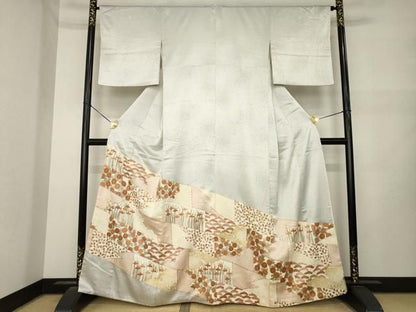 平和屋着物●豪華色留袖　駒刺繍　草花文　正絹　逸品　AABN0834ck