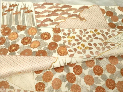 平和屋着物●豪華色留袖　駒刺繍　草花文　正絹　逸品　AABN0834ck