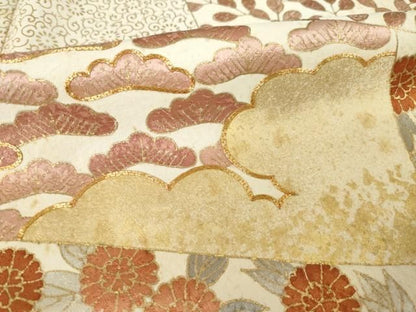 平和屋着物●豪華色留袖　駒刺繍　草花文　正絹　逸品　AABN0834ck