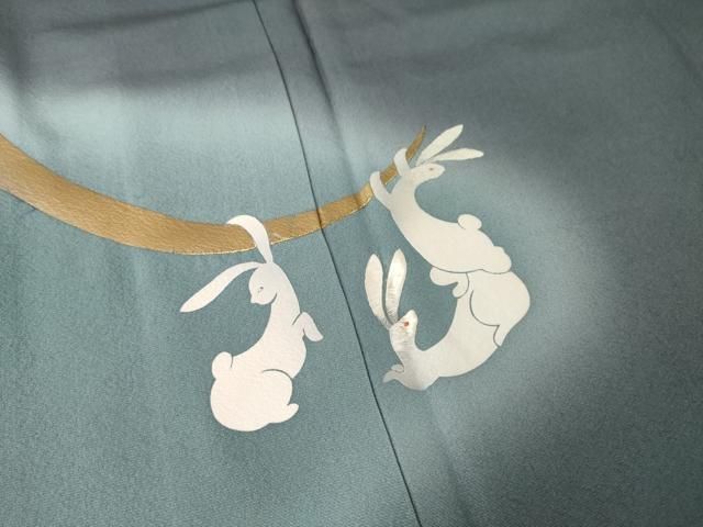 平和屋着物●訪問着　作家物　刺繍　兎　暈し染め　金彩　正絹　逸品　AABN0836ck