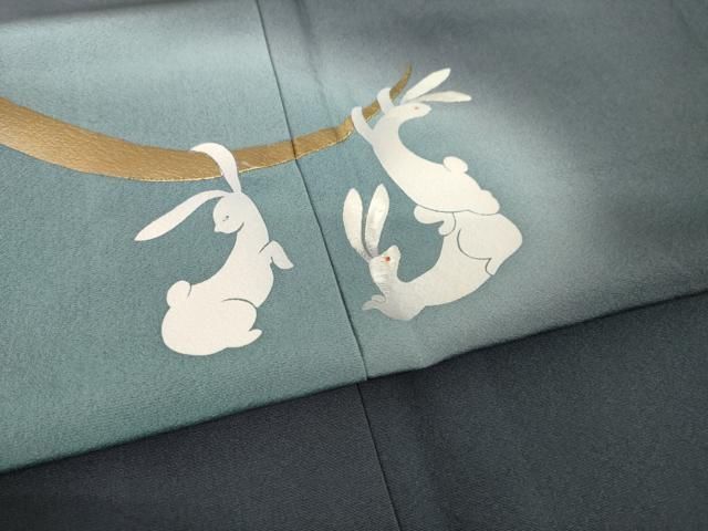 平和屋着物●訪問着　作家物　刺繍　兎　暈し染め　金彩　正絹　逸品　AABN0836ck