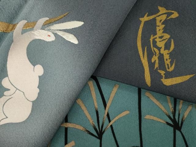 平和屋着物●訪問着　作家物　刺繍　兎　暈し染め　金彩　正絹　逸品　AABN0836ck