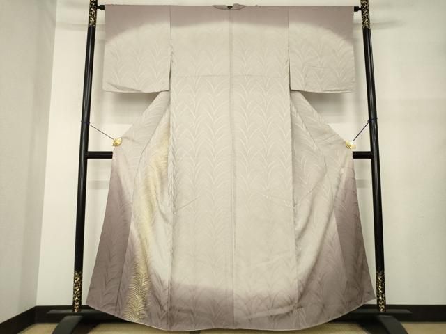 平和屋着物●皇室献上作家　北出与三郎　訪問着　草葉文　暈し染め　金彩　正絹　逸品　AABN0837ck